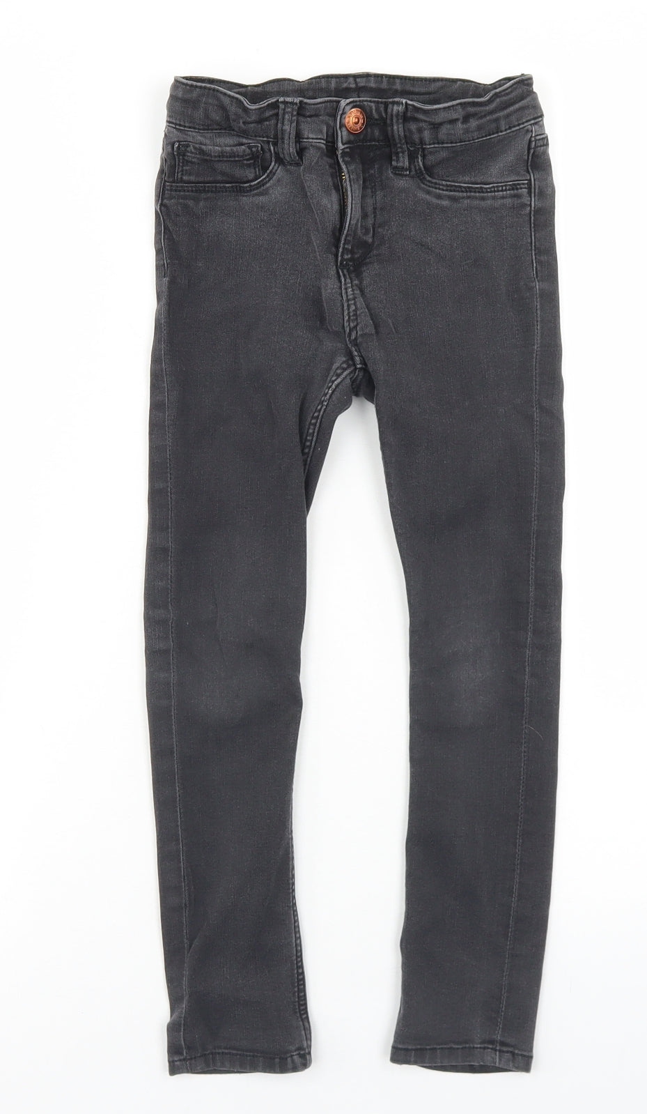 &Denim Girls Black  Cotton Skinny Jeans Size 5-6 Years  Regular Snap
