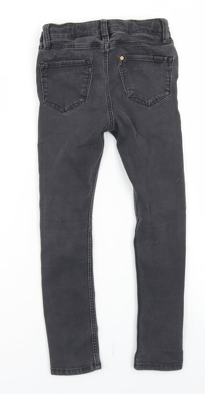&Denim Girls Black  Cotton Skinny Jeans Size 5-6 Years  Regular Snap