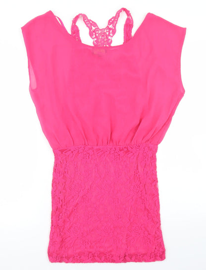 Tokyo Doll Womens Pink  Polyester Pencil Dress  Size 12  Round Neck