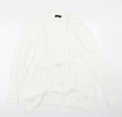 F&F Womens White Round Neck  Nylon Cardigan Jumper Size XS