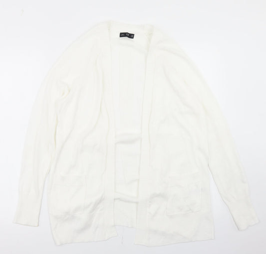 F&F Womens White Round Neck  Nylon Cardigan Jumper Size XS