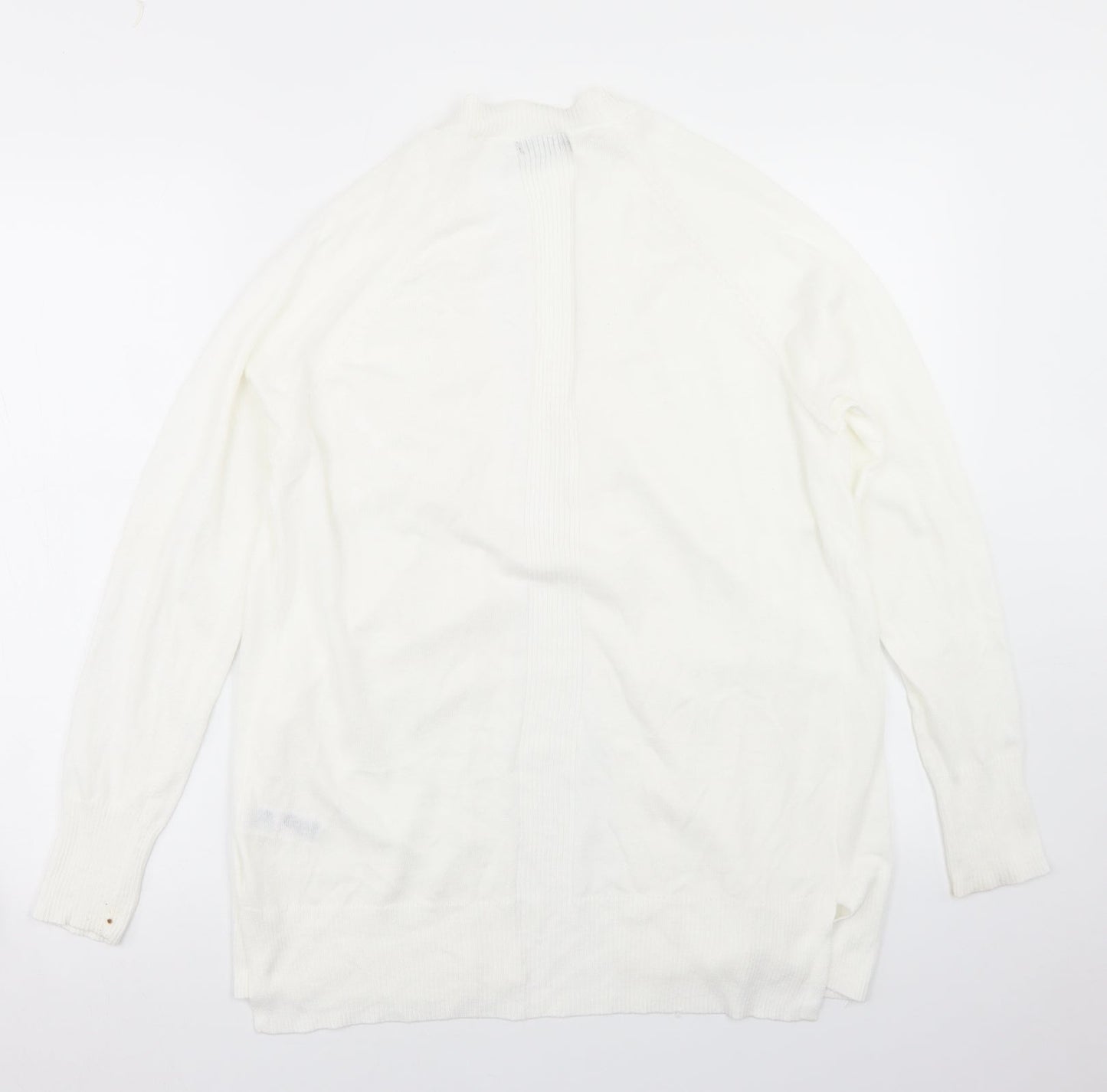 F&F Womens White Round Neck  Nylon Cardigan Jumper Size XS