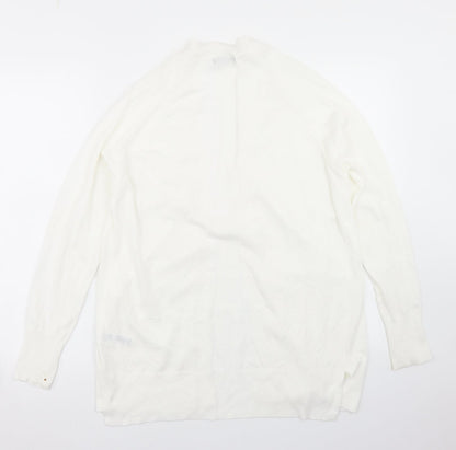 F&F Womens White Round Neck  Nylon Cardigan Jumper Size XS