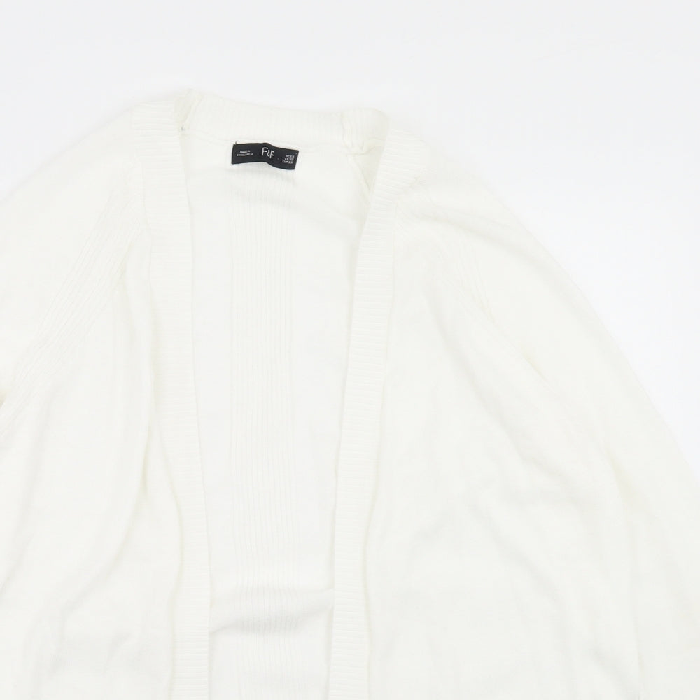 F&F Womens White Round Neck  Nylon Cardigan Jumper Size XS