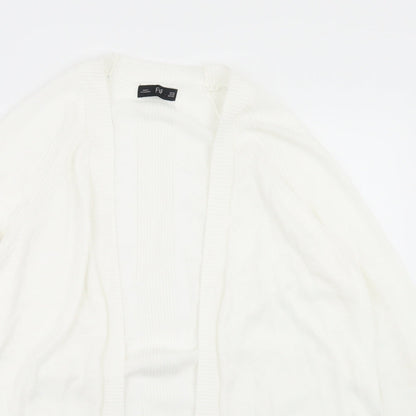 F&F Womens White Round Neck  Nylon Cardigan Jumper Size XS