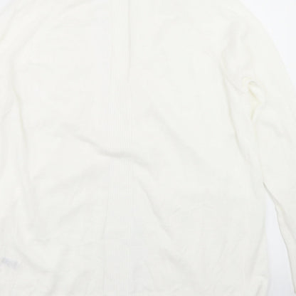 F&F Womens White Round Neck  Nylon Cardigan Jumper Size XS