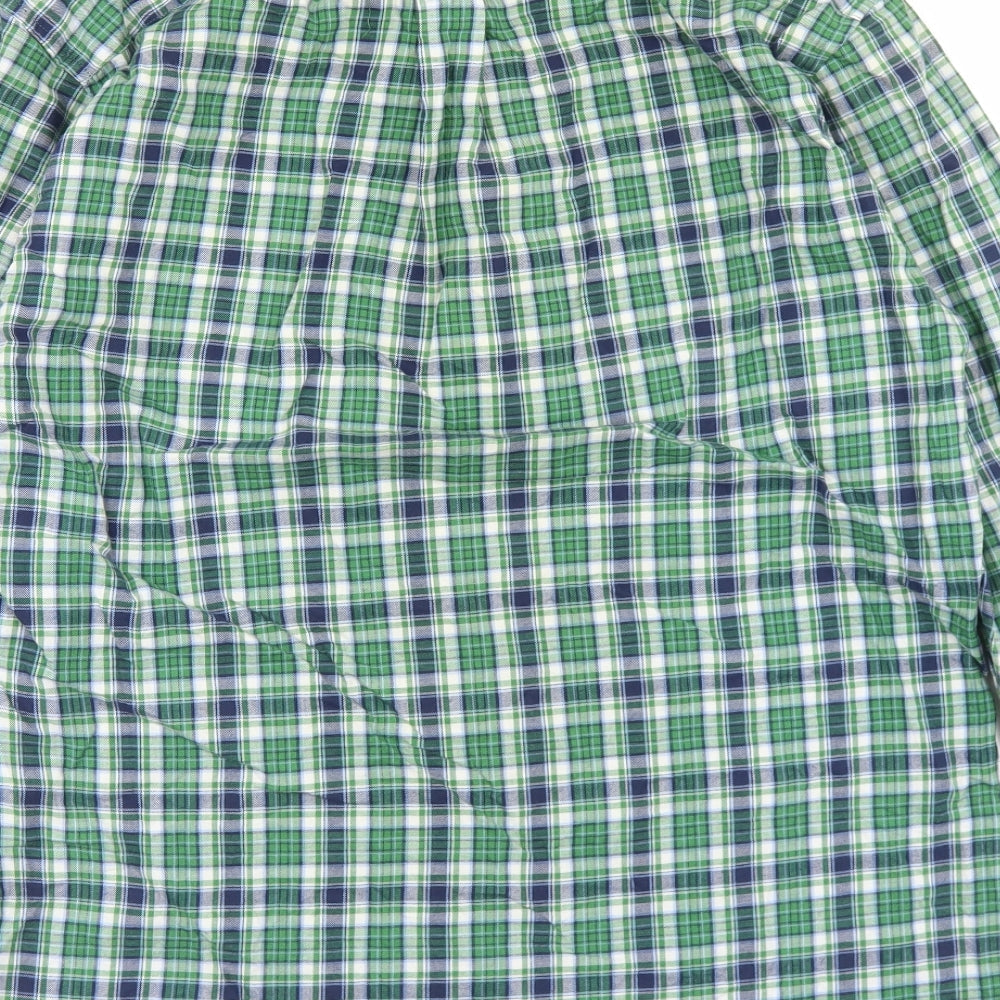 The Savile Row Company Mens Green Plaid Polyester  Button-Up Size M Collared Button