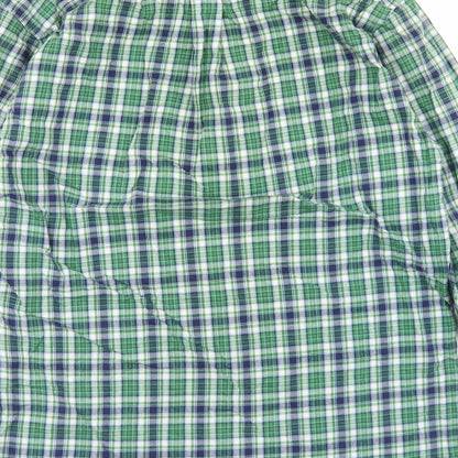 The Savile Row Company Mens Green Plaid Polyester  Button-Up Size M Collared Button