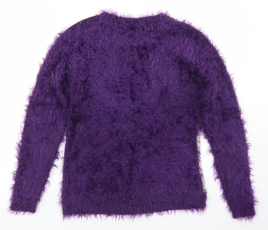 Gerard Womens Purple Crew Neck  Polyester Pullover Jumper Size S