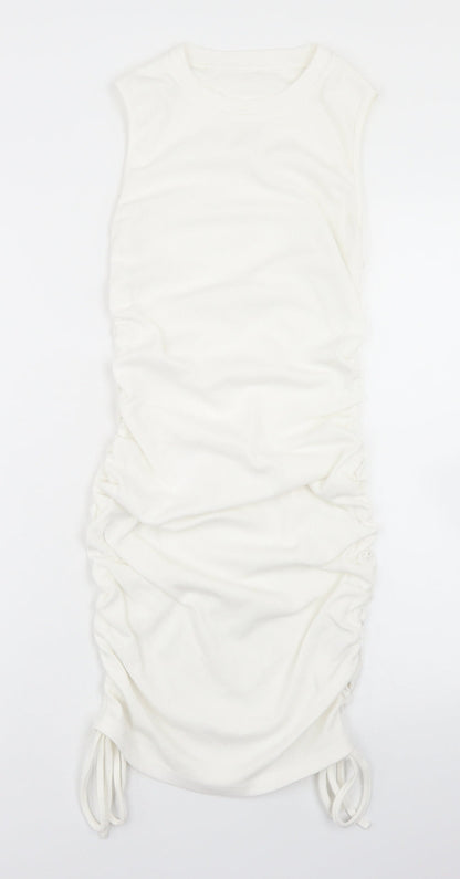 Preworn Womens White  Cotton Bodycon  Size S  Mock Neck