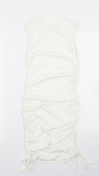 Preworn Womens White  Cotton Bodycon  Size S  Mock Neck