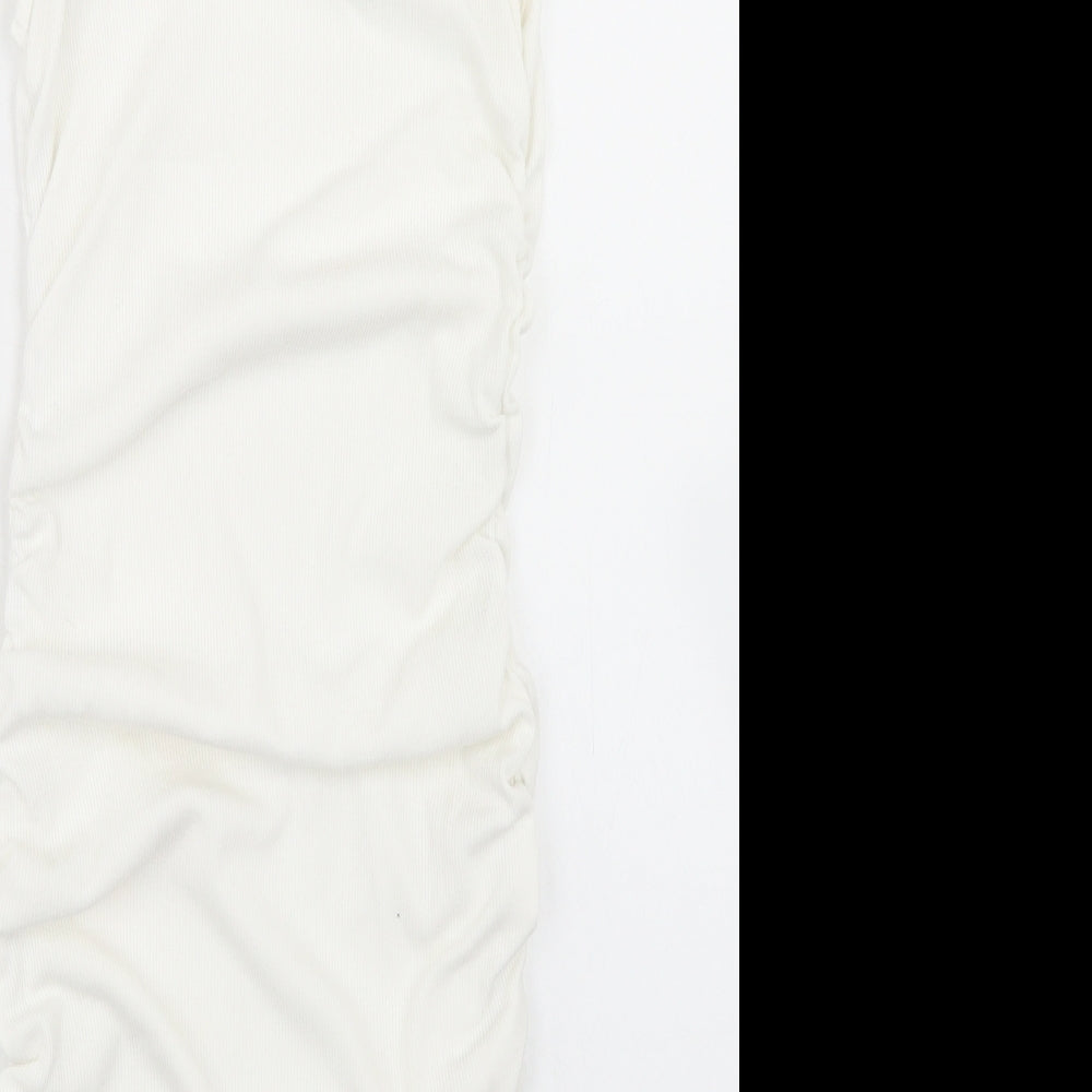 Preworn Womens White  Cotton Bodycon  Size S  Mock Neck