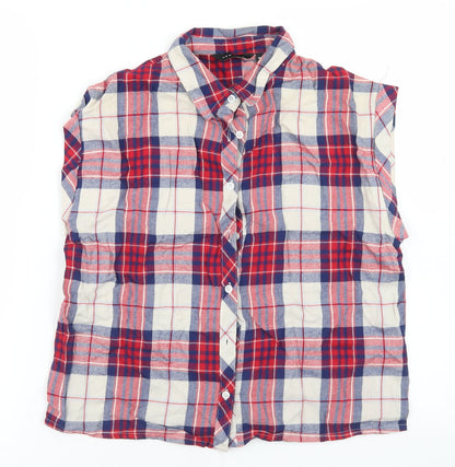 Womens UK Size 10 New Look Red Basic Button-Up