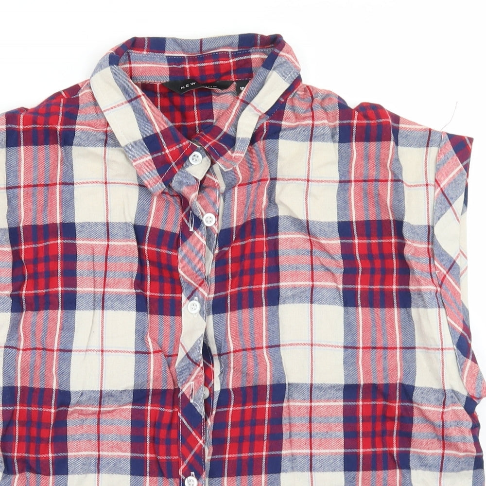 Womens UK Size 10 New Look Red Basic Button-Up
