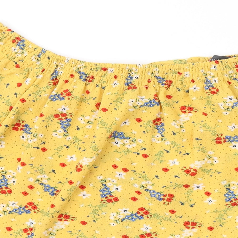 Primark Womens Yellow  Polyester Basic Blouse Size 6 Off the Shoulder