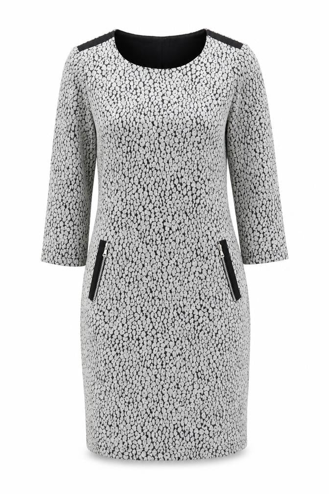 Front view of Taifun women’s green polka dot polyester a-line, size UK 10, round neck pullover