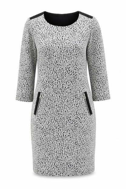 Front view of Taifun women’s green polka dot polyester a-line, size UK 10, round neck pullover