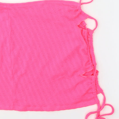 SheIn Womens Pink  Polyester Wrap Tank Size S Square Neck