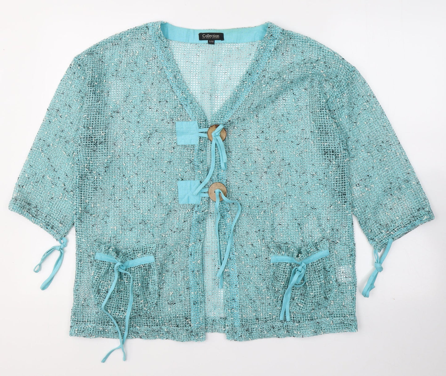 First Avenue Womens Blue V-Neck  Cotton Cardigan Jumper Size S