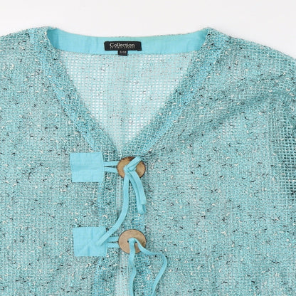 First Avenue Womens Blue V-Neck  Cotton Cardigan Jumper Size S