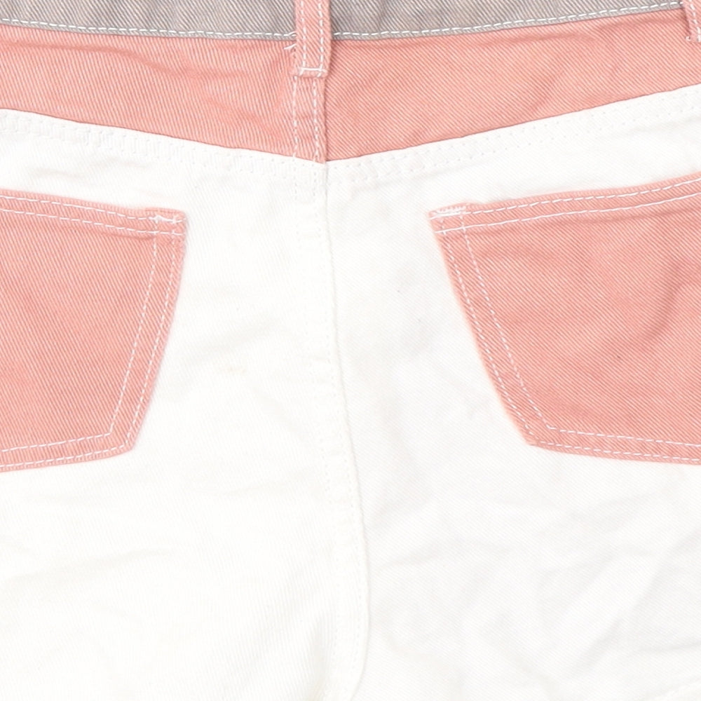 SheIn Womens White Colourblock Cotton Hot Pants Shorts Size S L3 in Regular Button