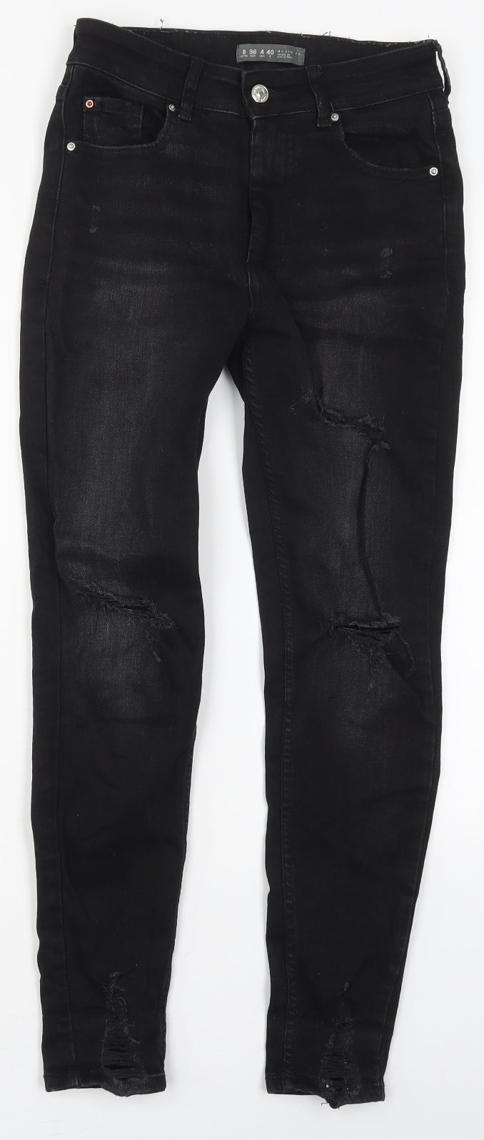 Denim Co Womens Black  Cotton Skinny Jeans Size 8 L27 in Regular Button