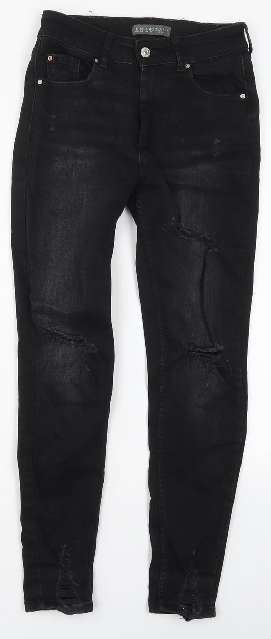 Denim Co Womens Black  Cotton Skinny Jeans Size 8 L27 in Regular Button