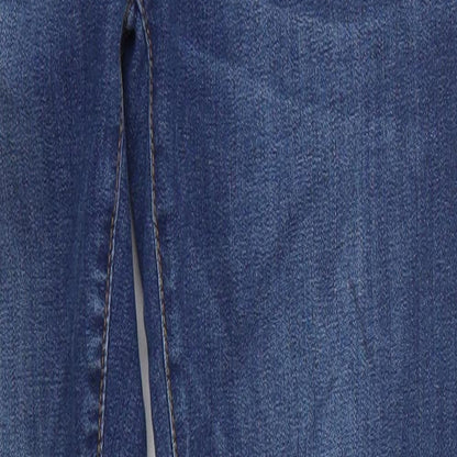 I Say Womens Blue Floral Cotton Skinny Jeans Size 8 L27 in Regular Button