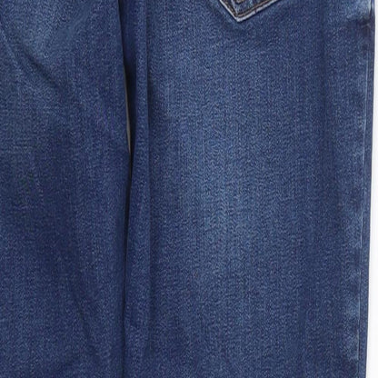 I Say Womens Blue Floral Cotton Skinny Jeans Size 8 L27 in Regular Button