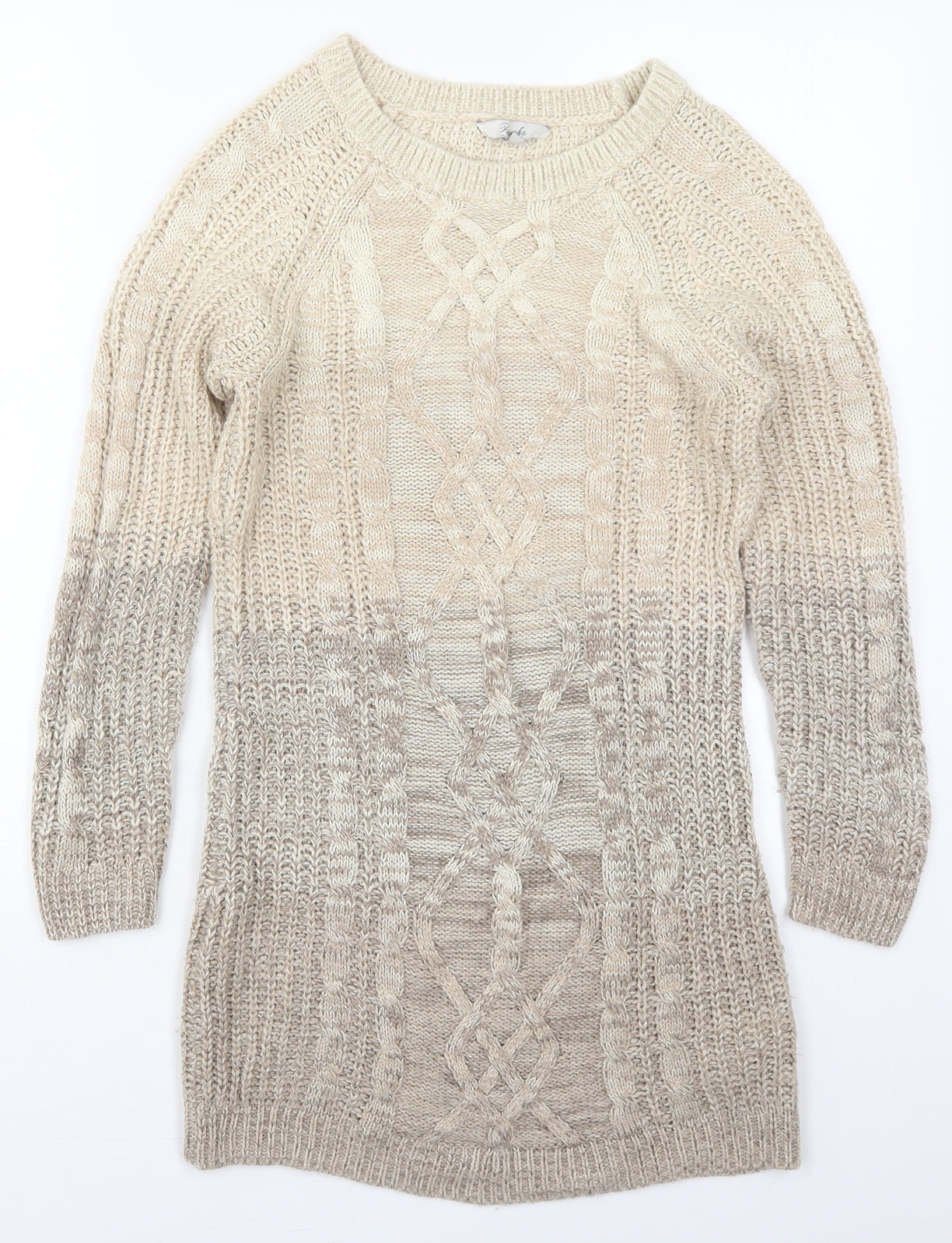 Womens UK Size S Peacocks Beige Pullover Jumper