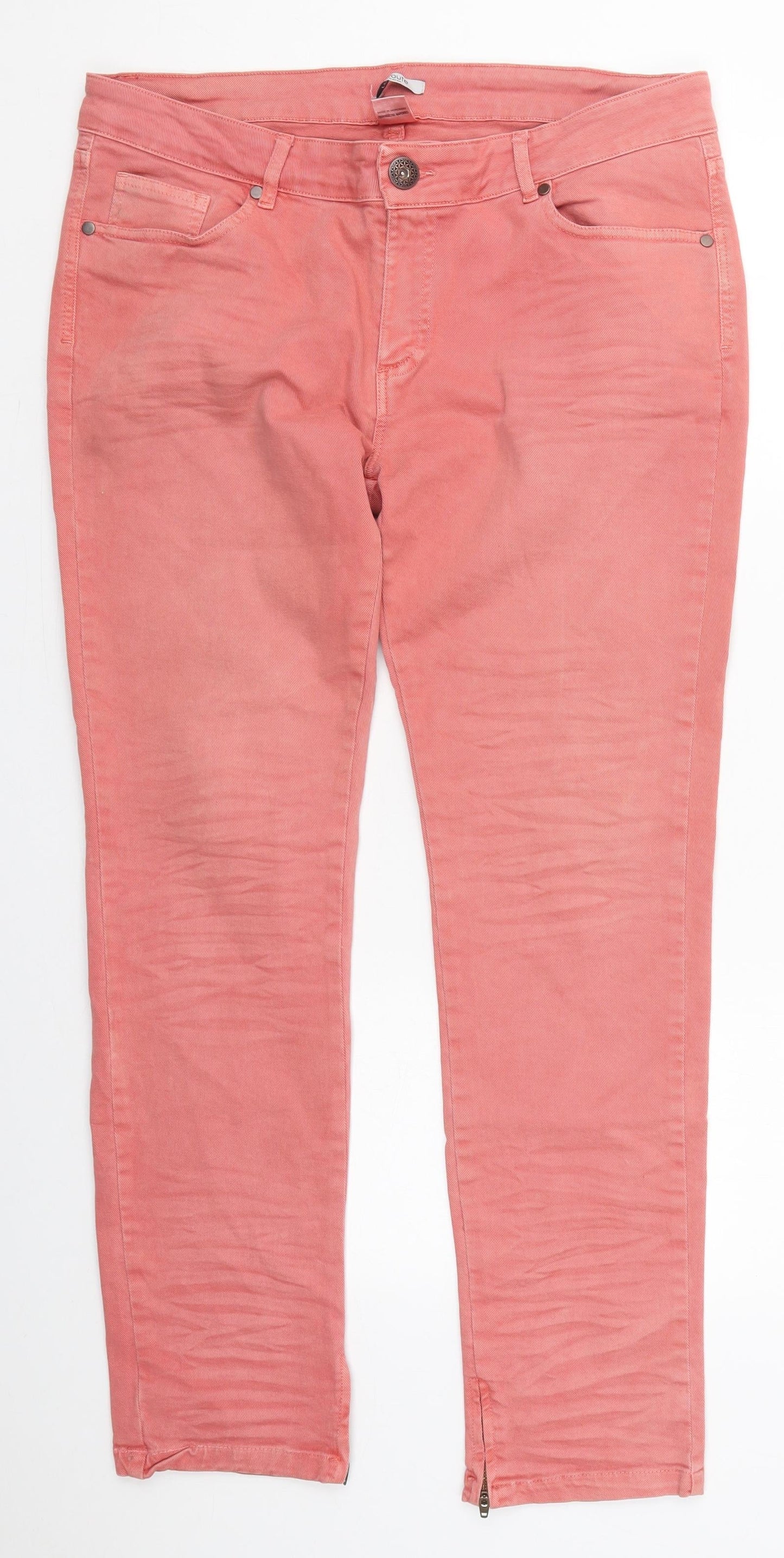 La Redoute Womens Pink  Cotton Skinny Jeans Size 14 L30 in Regular Button
