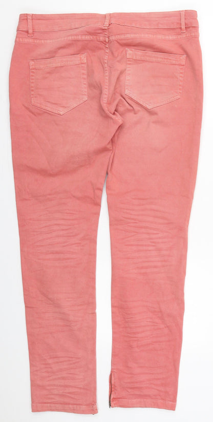 La Redoute Womens Pink  Cotton Skinny Jeans Size 14 L30 in Regular Button