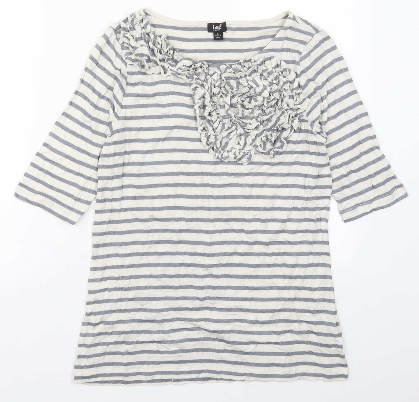 Womens UK Size L Lee Grey Basic T-Shirt