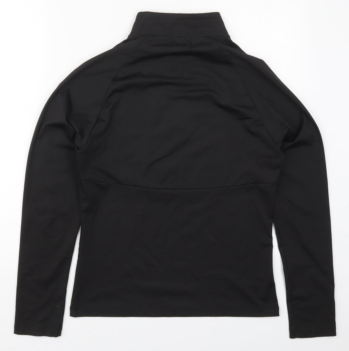 Back view of PRETTYLITTLETHING women’s black polyester pullover sweatshirt, size UK 12, zip
