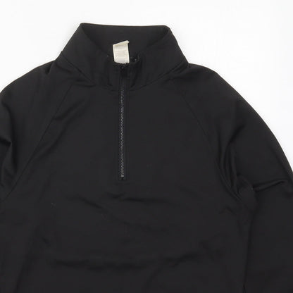 Close-up detail of PRETTYLITTLETHING women’s black polyester pullover sweatshirt, size UK 12, zip