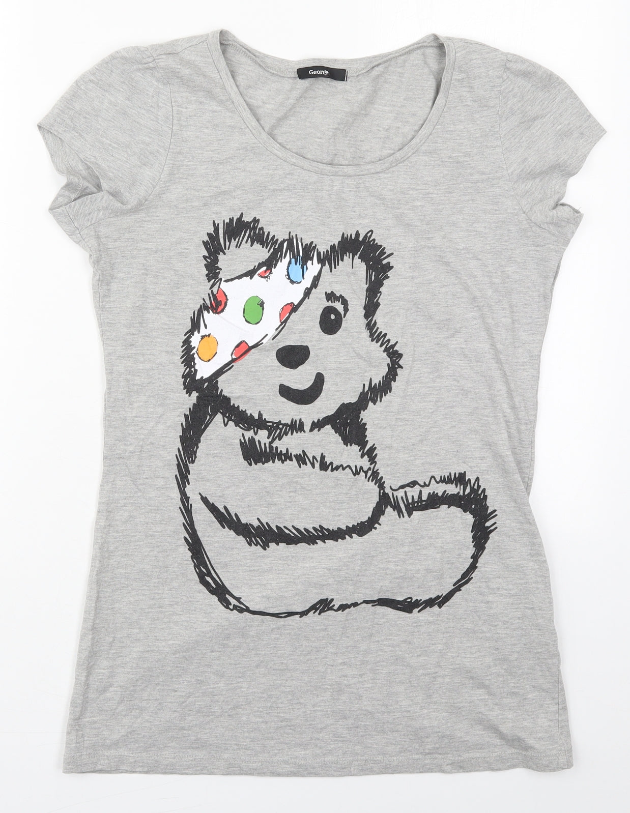 George Womens Grey  Cotton Basic T-Shirt Size 14 Round Neck - Pudsey