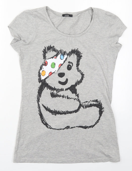 George Womens Grey  Cotton Basic T-Shirt Size 14 Round Neck - Pudsey