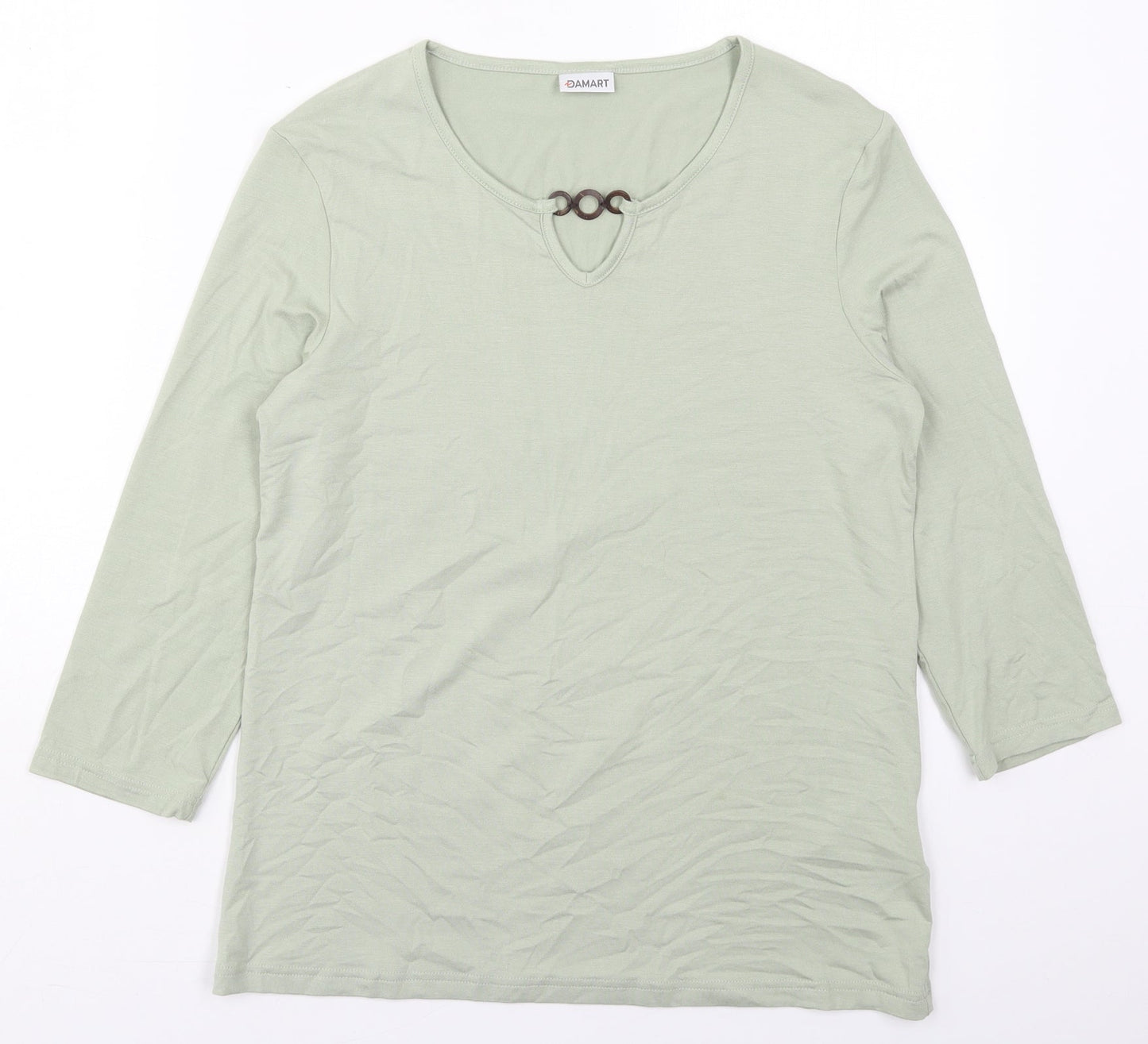 Damart Womens Green  Viscose Basic T-Shirt Size 10 Round Neck