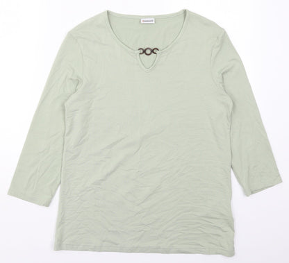 Damart Womens Green  Viscose Basic T-Shirt Size 10 Round Neck
