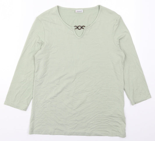 Damart Womens Green  Viscose Basic T-Shirt Size 10 Round Neck