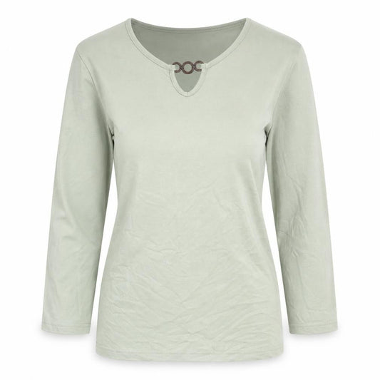 Damart Womens Green  Viscose Basic T-Shirt Size 10 Round Neck