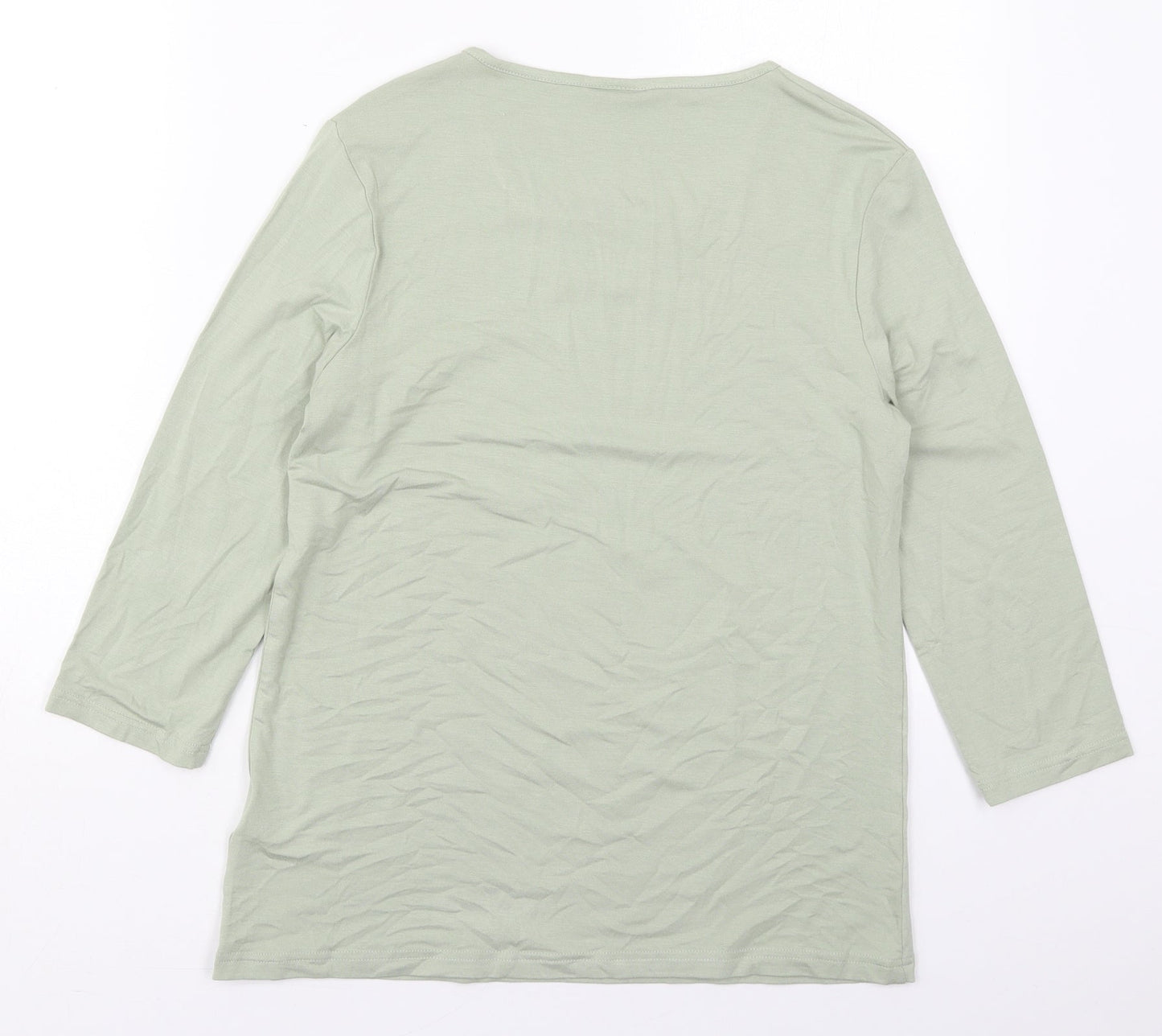 Damart Womens Green  Viscose Basic T-Shirt Size 10 Round Neck