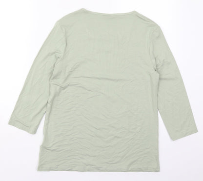 Damart Womens Green  Viscose Basic T-Shirt Size 10 Round Neck
