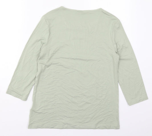 Damart Womens Green  Viscose Basic T-Shirt Size 10 Round Neck