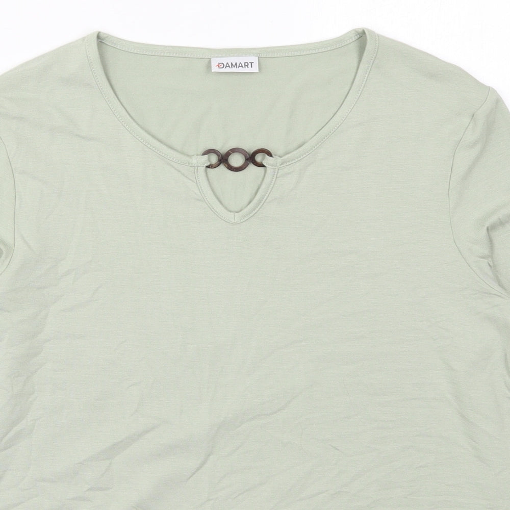 Damart Womens Green  Viscose Basic T-Shirt Size 10 Round Neck