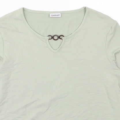 Damart Womens Green  Viscose Basic T-Shirt Size 10 Round Neck