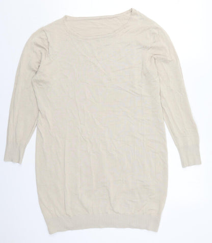 Additional front view of Avon women’s beige round neck viscose jumper, size UK 16