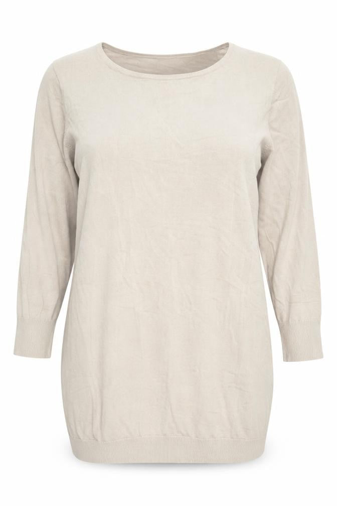 Front view of Avon women’s beige round neck viscose jumper, size UK 16
