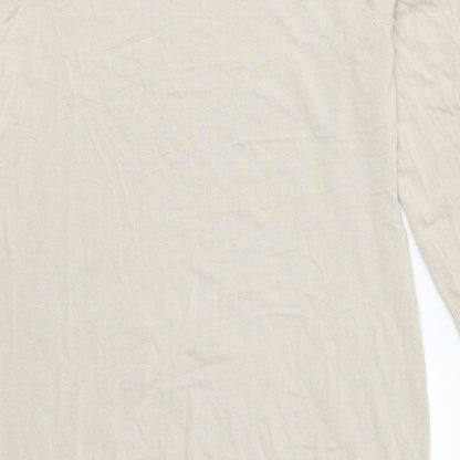 Brand and care label for Avon women’s beige round neck viscose jumper, size UK 16