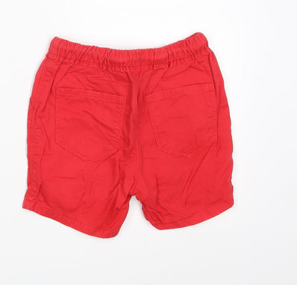 Back view of Next boys’ red 100% cotton chino shorts, size 2, years regular drawstring
